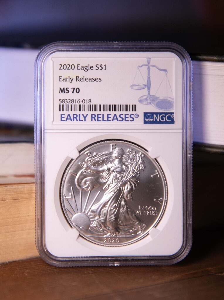 2020 silver eagle 1oz $1 early release ms 70 front